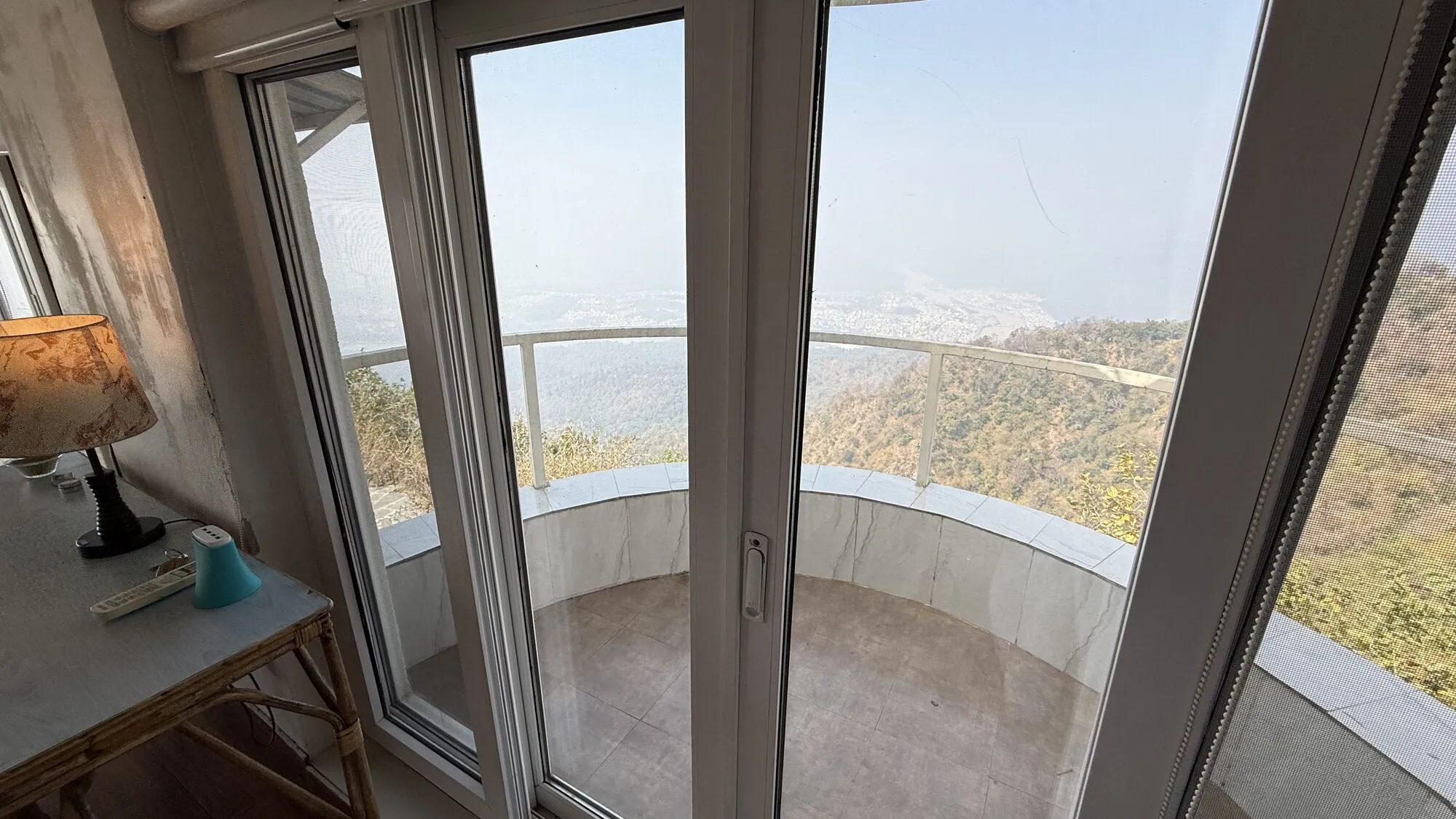 Master bedroom balcony with mountain view